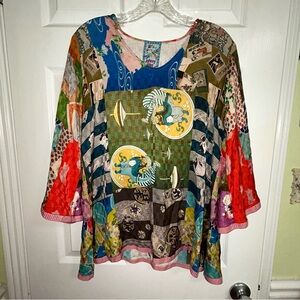 Johnny Was - SAMANTHA Blouse - Japanese Cherry Blossom - SILKY TOP - 3/4 Sleeve